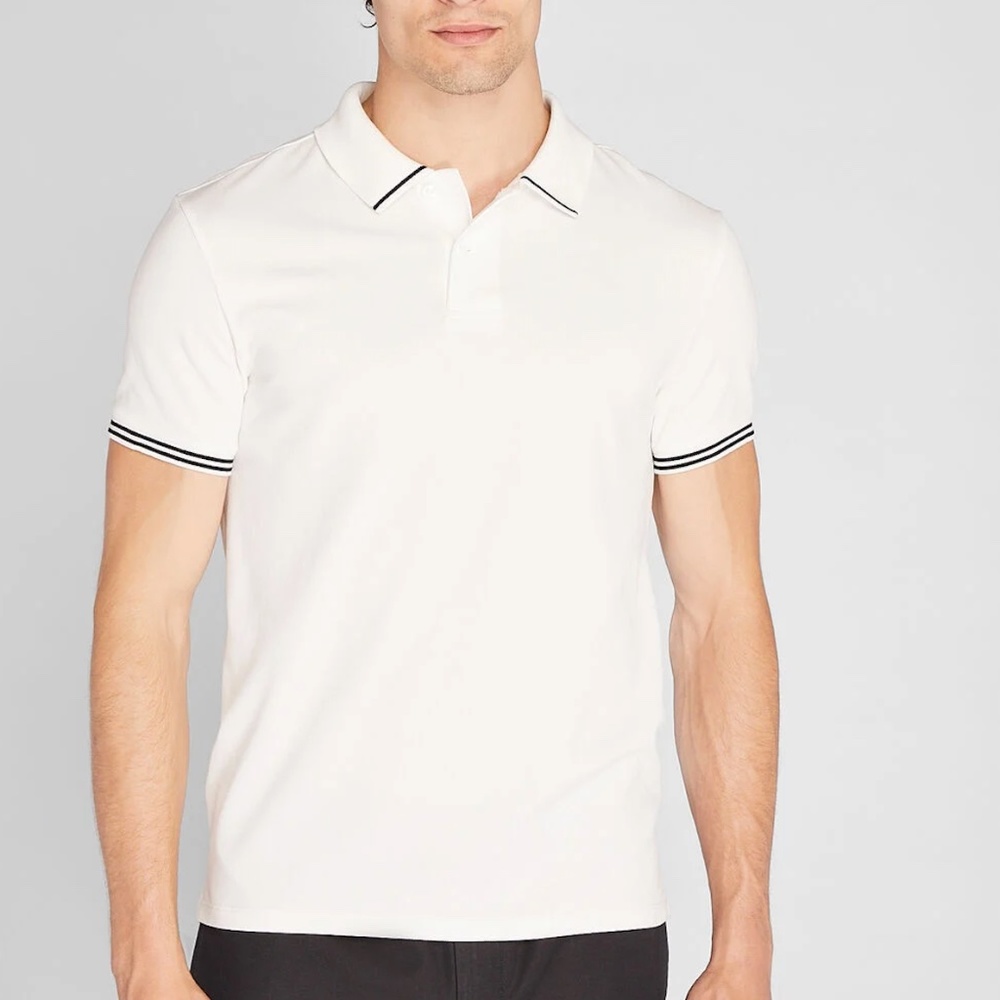 Tipped Collar Polo - New With Tags - NEVER WORN - White
